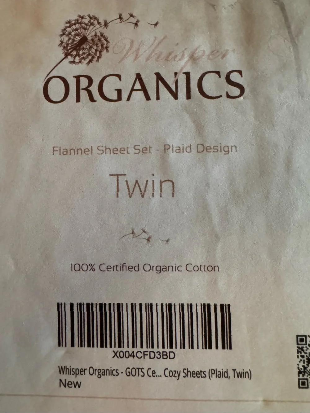 Whisper Organics Red Plaid Flannel Sheet Set Twin Organic Cotton Cozy Cabin